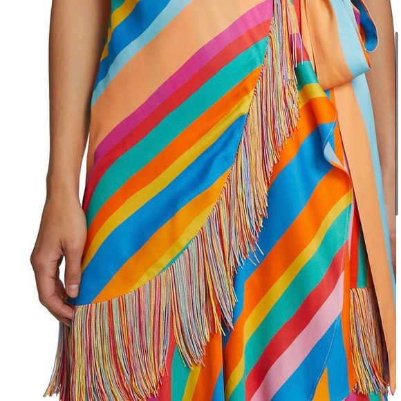 NWT farm rio striped scarf wrap maxi dress in rainbow XS - Picture 10 of 12